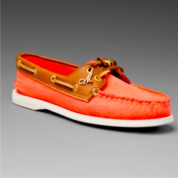Sperry x Milly of New York Limited Edition Top-Sider in Orange Coral EUC - Picture 2 of 9